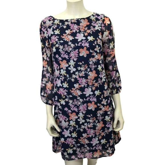 KENSIE COLD SHOULDER CHIFFON FLORAL‎ PRINT DRESS SIZE 6 - Picture 1 of 10